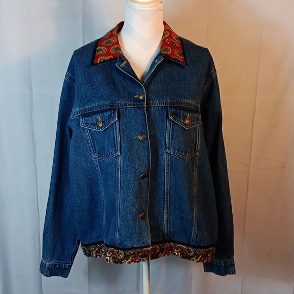 Agapo Patchwork Paisley Denim Jacket - Picture 1 of 8
